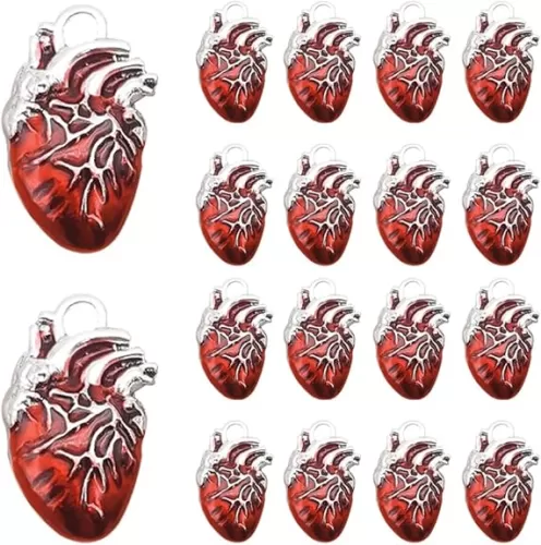 20 Pcs Anatomical Heart Pendant, Punk Jewelry, Human Organ Charms Anatomical Heart Charms For Making Jewelry Necklace BraceletDIY Crafts Decoration Halloween Accessories