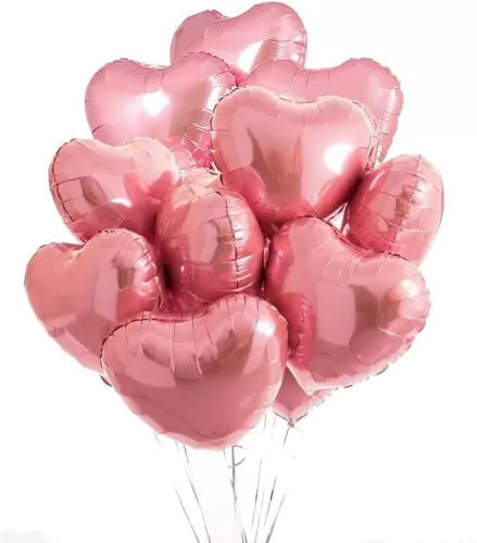 20pcs 18inch Pink Heart Balloons - Heart Shaped Foil Love Balloons for Birthday, Valentine's Day, Wedding Decoration
