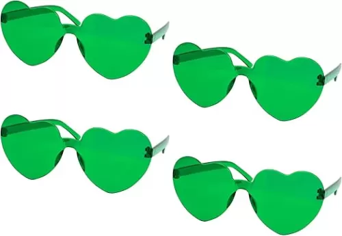4 Pack Heart Shaped Sunglasses Heart Sunglasses for Women Men Rimless Cute Sun Glasses