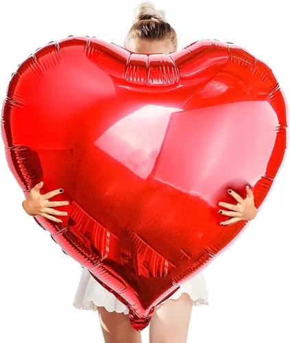 [4 Pcs] 32" Big Red Heart Foil Balloons, Big Giant Jumbo Heart Shaped Mylar Aluminium Decoration for Girl Valentine