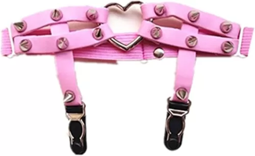 5 Colors Sexy Women Heart Leather Punk Bling Rivet Stud Leg Garter Sock Garter Halloween Cosplay Sock Leg Suspender