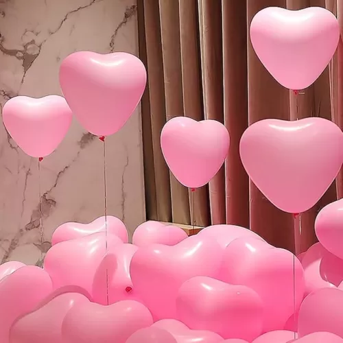 50 6-inch Pink Color Heart shaped Latex Balloons for Valentines Day, Propose Marriage, Wedding Party.
