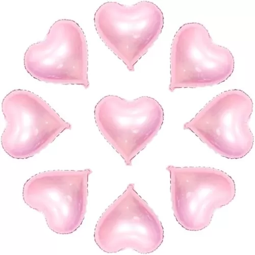 50pcs Pink Heart Foil Balloons, 10inch Pink Heart Mylar Balloons for Love Heart Balloon Valentines Birthday Wedding Party Decoration