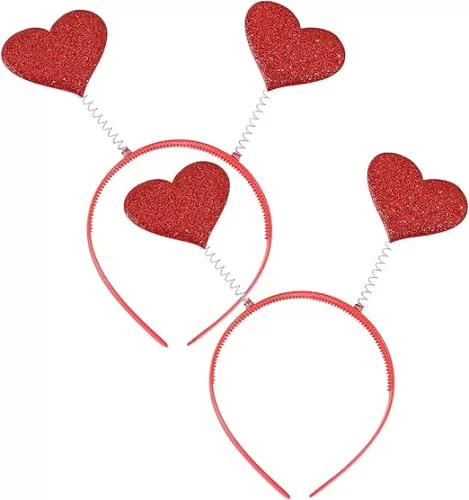 AEGYPIUS Heart Headband, 2 Pcs Cupid Headband Valentines Day Headband, Hearts Headband Red Heart Headband Cupid Valentines Headband, Valentine Headband Heart Headbands for Women Heart Headpiece