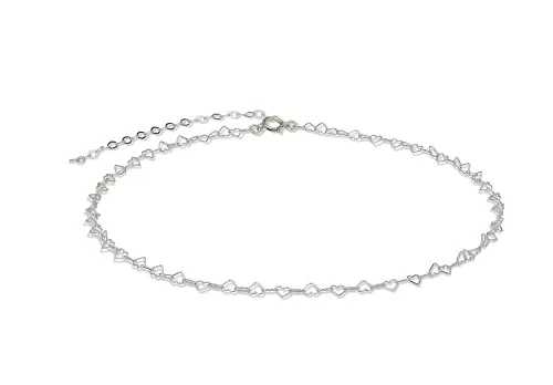 Annika Bella Heart Choker, Minimalist 925 Silver Chain Necklace, Choker Necklaces for Woman, Valentine Gift for Her, Handmade Jewelry (Hearts Chain)