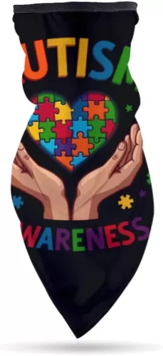 Autism Awareness Heart Hands Headwear Scarf for Women Man Headband Bandana Neck Gaiter Sun Windproof Dust Protection for Outdoor Sports
