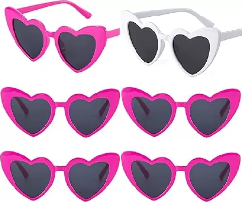 Bachelorette Party Favor Sunglasses 6 Pack, Retro Cat Eye Heart Sunglasses for Women, Bridesmaid Proposal Gifts