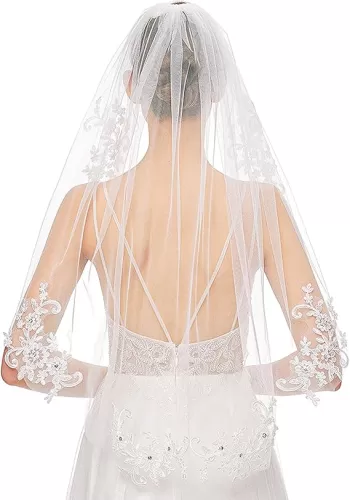 Bachelorette Veil Bridal Embroidered Veil with Comb Elbow Length Wedding Veils for Bachelorette Party