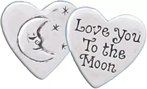 Basic Spirit Pocket Token Coin - Heart Love to Moon Handcrafted Pewter, Gift for Men and Women, Collecting