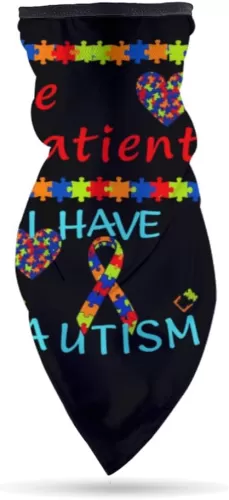 Be Patient I Have Autism Awareness Heart Ribbon (1) Headwear Scarf for Women Man Headband Bandana Neck Gaiter Sun Windproof Dust Protection for Outdoor Sports