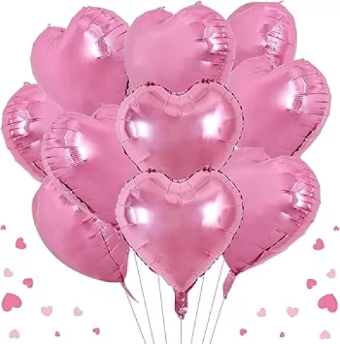 BEISHIDA 20 Pcs Heart Balloons 18 inch Metal Pink Heart Shape Foil Balloons Neutral Love Balloon for Mother
