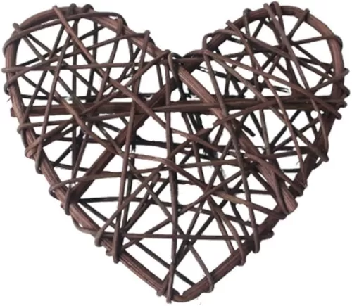 BESPORTBLE Hanging Heart Shaped Wreath Rattan Vine Door Wreath Decorative Rusitc Wreath Ring DIY Wreath Ornament Craft (30cm)