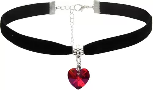 Black Choker Necklaces for Woman Love Heart Choker Necklace Adjustable Velvet Choker Soft Collar Chain Red Heart Necklace Halloween Cosplay Party