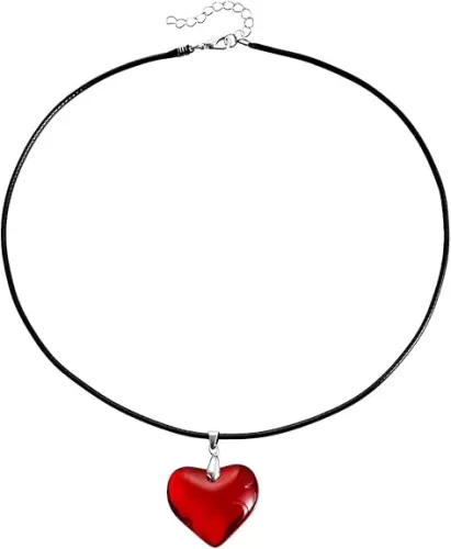 Chunky Puffy Heart Choker Necklace Big Red Heart Pendant Adjustable Velvet Chain Punk Statement Necklaces Y2K Trendy Hip Hop Jewelry Accessories for Women Teen