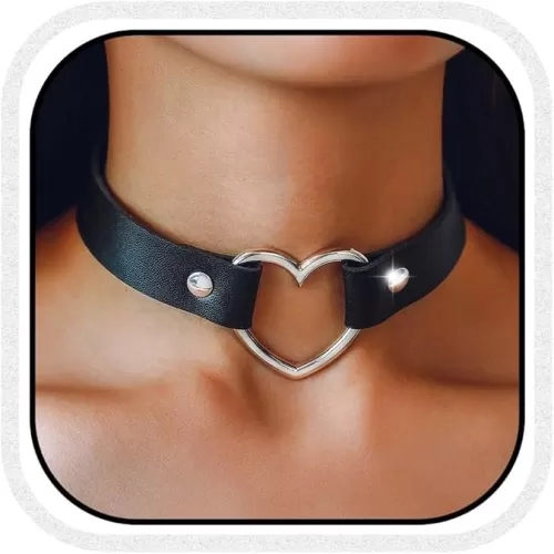 CLOACE Heart Leather Choker Punk PU Adjustable Necklace Goth Love Choker Collar Chain for Women