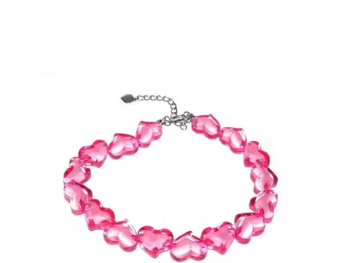 Colorful Acrylic Love Heart Beaded Choker Necklace for Women Friends Valentine's Day Jewelry