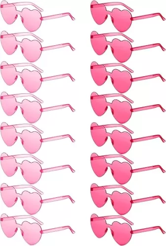 Colzzy 16 Pair Heart Shaped Sunglasses Bulk Witch Birthday Party Sunglasses Candy Color Eyewear for Party Women