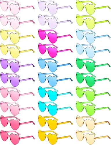 Colzzy 30 Pairs Sunglasses Heart Shaped Glasses Bulk for Women Colorful Bachelorette Party