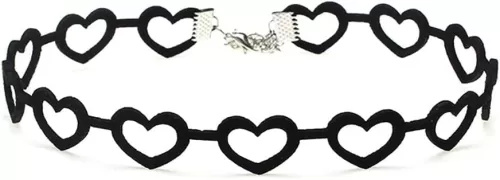 CSIYANJRY99 Black Heart Choker Necklace for Women Vintage Punk Velvet Lace Lolita Choker Crystal Hollow Love Heart Necklace