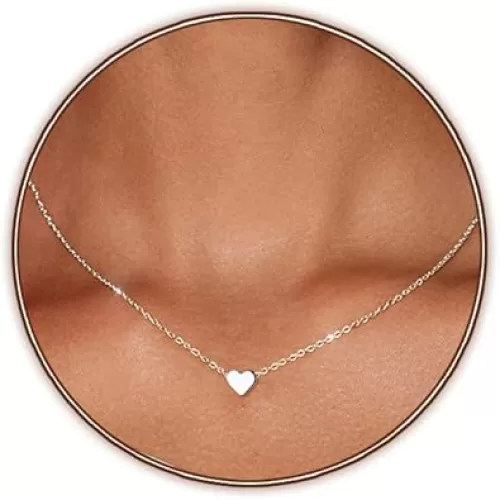 Cute Heart Necklace for Women Gold/Silver Plated Heart Pendant Choker Necklaces Tendy Love Heart Chain Necklace Dainty Gold/Silver Necklace Jewelry Gifts for Women