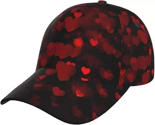 Cute Valentine's Day with Hearts Baseball Cap Men Women Adjustable Red Hat Fashion Sun Hat