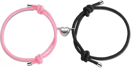 Dlihc 2pcs Couples Bracelets for Women Men, Matching Bracelets for Couples, Matching Heart Bracelets for Boyfriend Girlfriend Best Friend