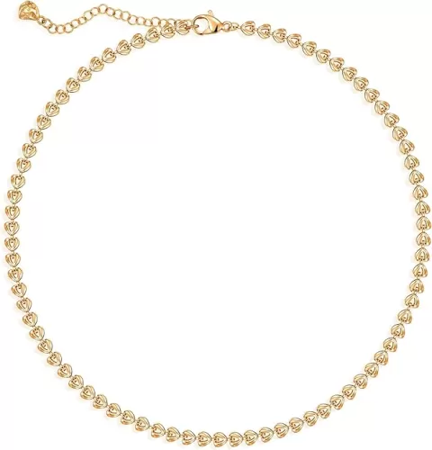 Dremmy Studios Dainty Gold Choker Necklace for Women 14K Gold Plated Coin Disc Figaro Layered Beaded Flat Mariner Sideways Cross Wishbone Link Clavicle Necklaces