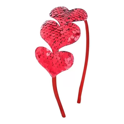 Dzrige Valentines Day Heart Headband Red Sequin Love Hair Band Hoop Glitter Heart Shaped Hair Accessoires for Girls Women Valentine's Day New Year Wedding Birthday Party Gift