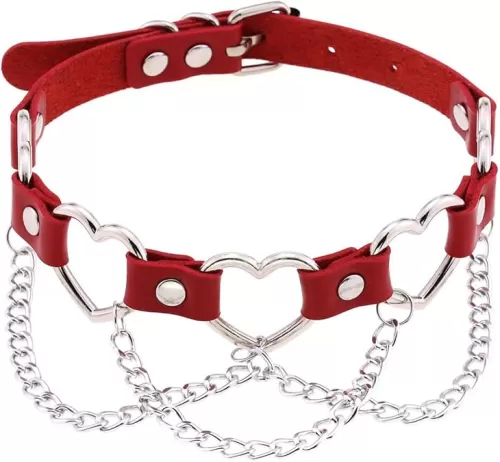 eYLun Women Goth Choker Punk Heart Leather Chain Collar Necklaces