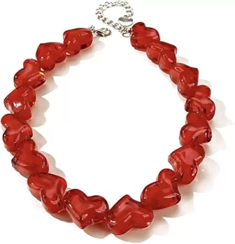 Fashion Heart Resin Beaded Star Acrylic Beaded Choker Necklace Multicolor Five Pointed Star Pentagram Love Peach Bead Collar for Women Girl Jewelry