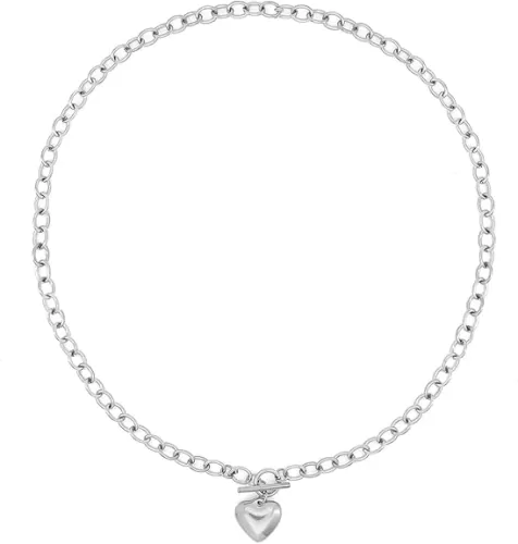 FUTIMELY Gold-Plating Heart Chunky Choker Necklaces, 14K Punk Puffy Love Thick Chain Pendant Necklaces, Charm Statement Jewelry Gifts for Women