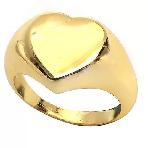 Gempires Heart-Shaped Signet Ring for Women | Gold Statement Ring | Non-Tarnish Hypoallergenic 14K Yellow Gold Plated | Trendy Jewelry | Perfect Gift for Loved Ones | US Size 8