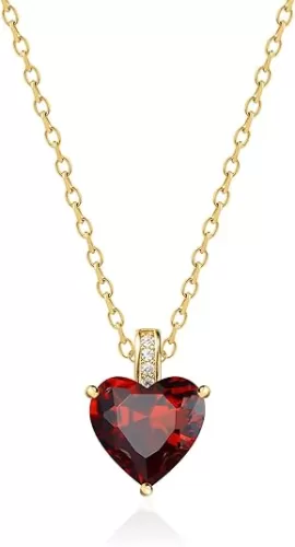 Genuine Birthstone Necklace for Women, Heart Love Necklace, Birthday Gifts for Her