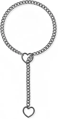 GIGB PBDK Silver Heart Slip Chain Necklace for Women Punk Heart Lariat Y Necklace Adjustable Stainless Steel Love Choker Necklace Trendy Hip Hop Jewelry Gifts