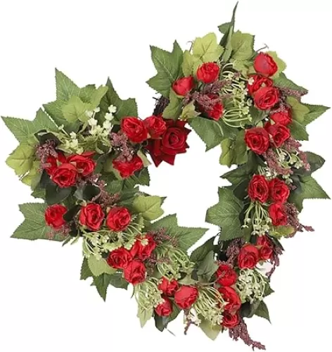 GLEAVI Versatile Heart Shaped Wreath Front Door Decor Wedding Hanging Ornament Valentine's Day Wreath
