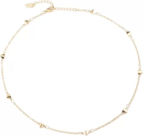 Gold Choker Necklaces 14K Gold Plated/Silver Disc Choker Necklaces Dangling Star Heart Pendant Necklaces Summer Beach Boho Necklaces Aesthetic Necklace Gift for Women