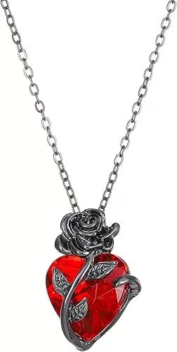 Gothic necklace for Women Vintage Punk Blacke Rose Necklaces Long Goth Heart Necklaces Halloween Necklace Valentine's Day Jewelry Gifts