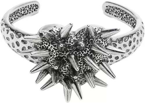 Gothic Punk Heart Spike Bracelet - Stainless Steel Thorns Studded Cuff Bangle - Hip Hop Rock Bangle Jewelry