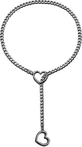 Harry and Henry Slip Chain Necklace Choker Collar for Women Heart Design Adjustable Punk Gothic Chain Lariat Y-Necklace Jewelry Gift