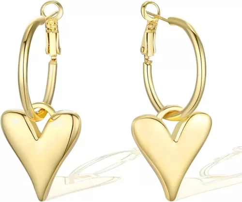Heart Dangle Earrings for Women Huggie Earrings for Women Lightweight Heart Hoop Earrings for Women Heart Cubic Zirconia Earrings Drop Earrings Fashion Trendy Jewelry