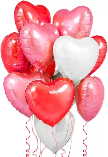 Heart Foil Balloons for Valentines Day Decorations, I Love You Balloons, Valentines Day Balloons, Romantic Decorations Special Night (18inch), Pink Red White