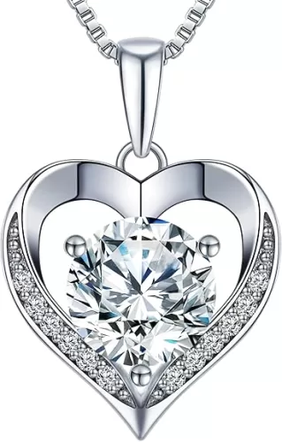 Heart Pendant Necklace Gifts for Wife, Engraved 
