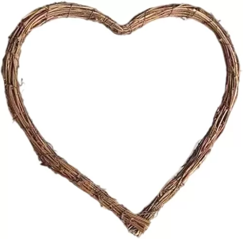 Heart Wicker Wreath Natural Rattan Love Shaped Rustic Grapevine Wreath Wall Decor 30cm, Heart Wicker Wreath