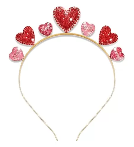 HEIDKRUEGER Valentine's Day Headbands Rhinestone Glitter Love Heart Hairband Sweet XO Heart Hair Hoop Accessories Valentine's Day Gifts