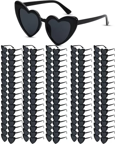 Hoteam 100 Pairs Heart Shaped Sunglasses Bulk Wedding Party Favors for Guests Women Bachelorette Glasses Decorations Gifts