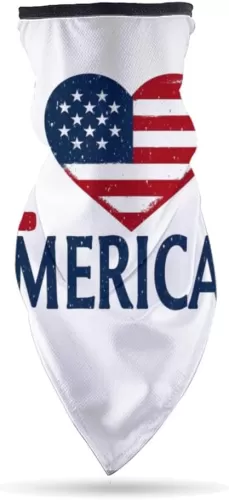 I Heart America Patriotic Headwear Scarf for Women Man Headband Bandana Neck Gaiter Sun Windproof Dust Protection for Outdoor Sports