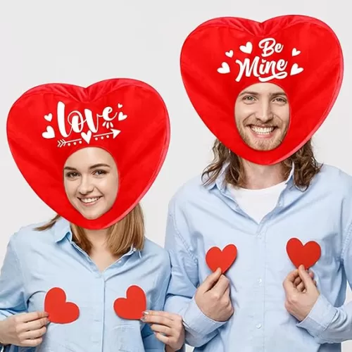 Iceyyyy 2 Pcs Valentines Heart Shaped Costume-Red Heart Hat Waistcoat-Headgear Tunic Costumes for Adult Valentines Cosplay