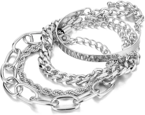 IFKM Gold Bracelets for Women, 14K Gold Plated Dainty Layered Chain Bracelets Adjustable Cute Bangle Link Bracelet Set