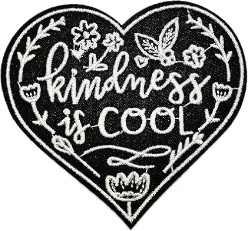 Iron On Embroidered Patch, Punk Cool Black Heart Patch - Embroidered Applique Badge Iron On/Sew On DIY Clothing Accessories, Perfect for Backpack, Clothes, Hats & Jeans