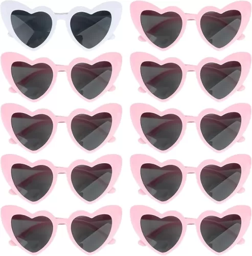 Jaciya 10-Pack Heart Shaped Sunglasses for Bachelorette Party, Wedding, and Photo Shoots